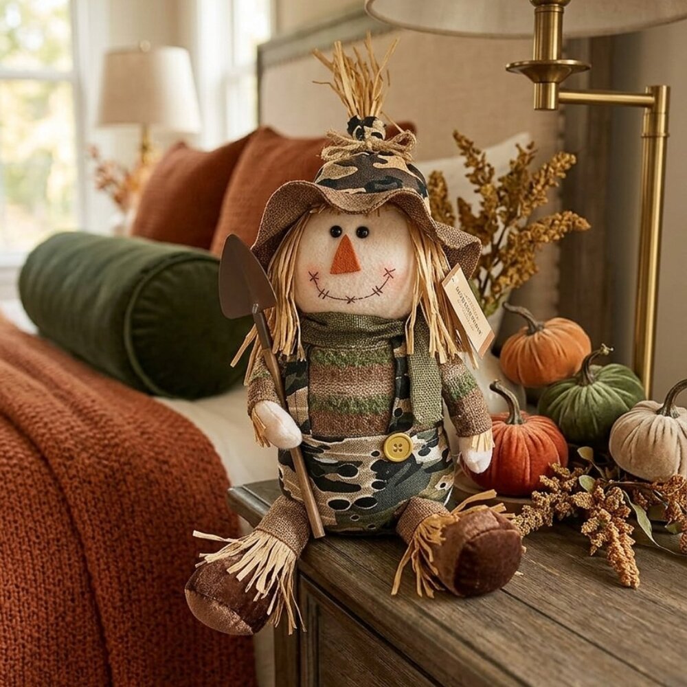 Camo Shovel Plush Scarecrow Fall Table Home Decoration Thanksgiving Decor